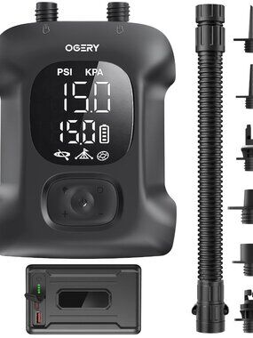 OGERY Paddle Board Electric Pump 20PSI with Safe & Fast Dual Stage Inflation & D
